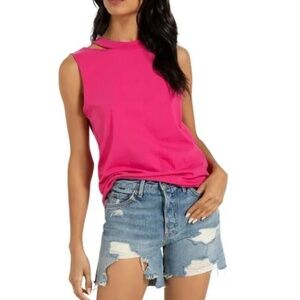 n: PHILANTHROPY Hollywood Distressed Tank in Hot Rose Pink – Size M